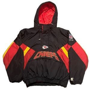 Starter Pro Line Kansas City Chiefs Pullover 1/2 Zip Jacket XL 90s Vintage NFL